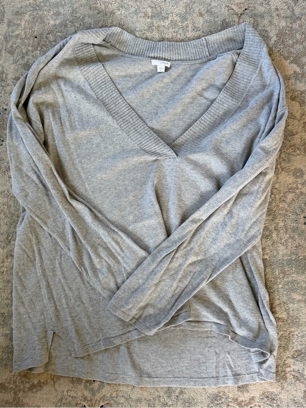 Lightweight V-Neck Sweater in Gray